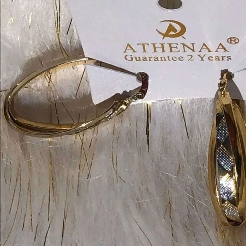 ATHENAA Gold Silver Imprinted Hoop Hinged Back